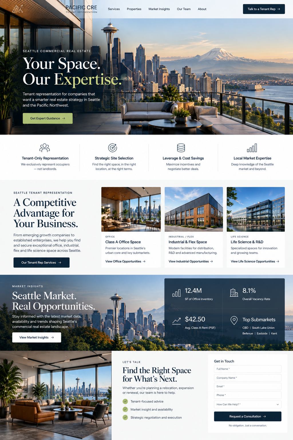 Tenant rep site, Seattle sample design