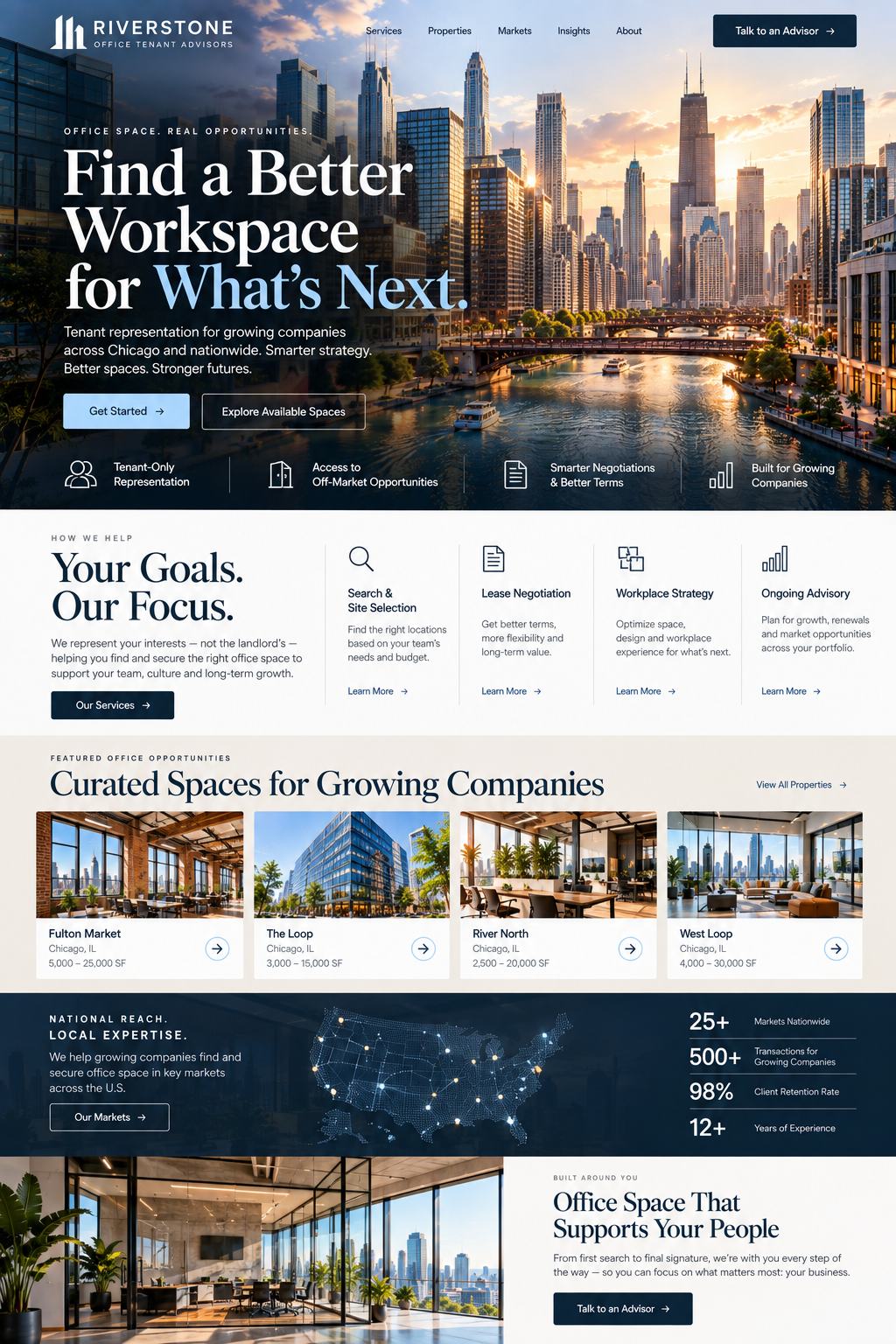 Tenant rep site, Chicago sample design